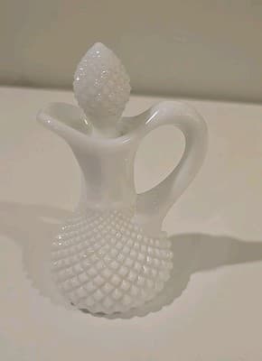Vintage Westmoreland 5" English White Hobnail Milk Glass Cruet w/Stopper MCM - Thumbnail 5