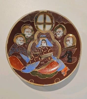 RARE Satsuma Japanese Moriage Hand Painted Lithophane Immortals Plate
