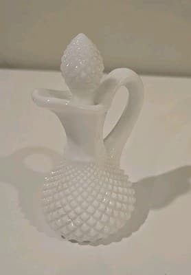 Vintage Westmoreland 5" English White Hobnail Milk Glass Cruet w/Stopper MCM - Thumbnail 4