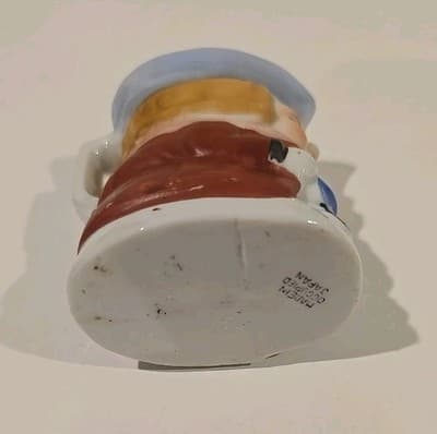 Pitcher Jug Face Victorian Japan Pottery Blue Red Beige Mini 3" - Thumbnail 7
