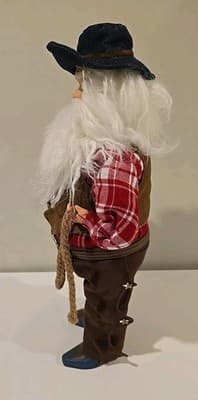 Cowboy Santa Doll With Lasso & Saddle - 16" Tall Western Rancher #S-4 - Thumbnail 3