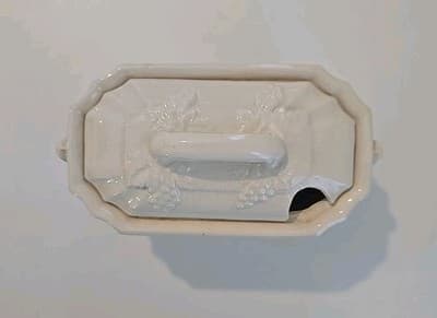 Antique Gravy Boat Under Plate Lid Rare Very Old 7” Farm Cottage - Thumbnail 5