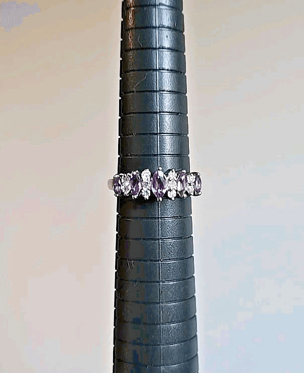 Vintage Amethyst & Cubic Zirconia Sterling Silver Ring Size 8 Holsted Jewelers - Thumbnail 6