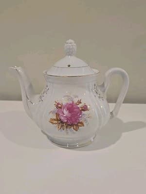 Mugsroyale Japan Handcrafted Floral Flowers Teapot Coffee Carafe Gold Trim - Thumbnail 3