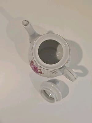 Mugsroyale Japan Handcrafted Floral Flowers Teapot Coffee Carafe Gold Trim - Thumbnail 6