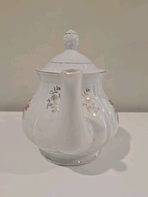 Mugsroyale Japan Handcrafted Floral Flowers Teapot Coffee Carafe Gold Trim - Thumbnail 2