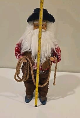 Cowboy Santa Doll With Lasso & Saddle - 16" Tall Western Rancher #S-4 - Thumbnail 7