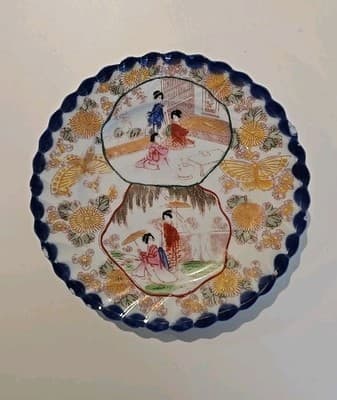 Antiques Imari Geisha Girl Japanese Hand Painted Plate Set of 3 - Thumbnail 6