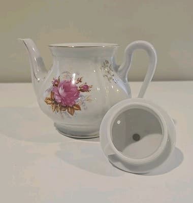 Mugsroyale Japan Handcrafted Floral Flowers Teapot Coffee Carafe Gold Trim - Thumbnail 5