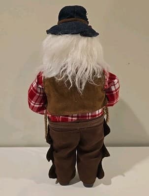 Cowboy Santa Doll With Lasso & Saddle - 16" Tall Western Rancher #S-4 - Thumbnail 4