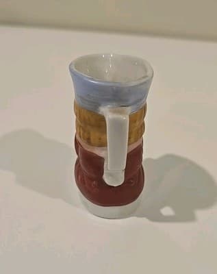 Pitcher Jug Face Victorian Japan Pottery Blue Red Beige Mini 3" - Thumbnail 4