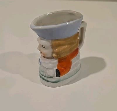 VTG Occupied Japan Mini 3" Woman Toby Mug Creamer Hand Painted - Thumbnail 3