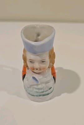 VTG Occupied Japan Mini 3" Woman Toby Mug Creamer Hand Painted