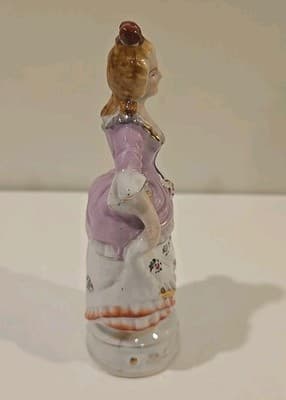 Occupied Japan Victorian Woman w/ Purple White Flower Dress 7.5 Inches - Thumbnail 6
