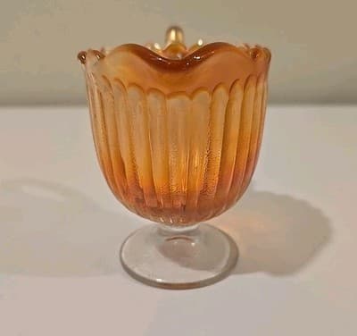 Imperial Carnival Glass Table Creamer Marigold Pitcher - Thumbnail 3