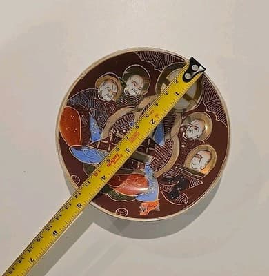 RARE Satsuma Japanese Moriage Hand Painted Lithophane Immortals Plate - Thumbnail 3