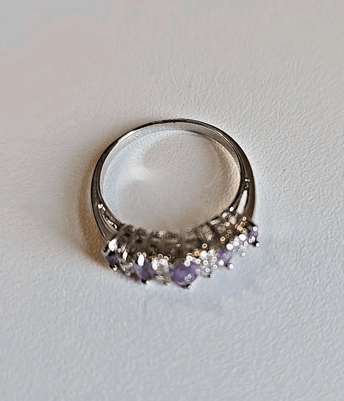Vintage Amethyst & Cubic Zirconia Sterling Silver Ring Size 8 Holsted Jewelers - Thumbnail 2