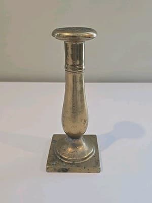 Antique Sand Cast Brass Candlestick 7" C. 1710 - 1810