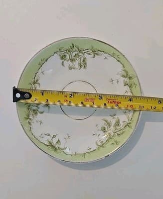 Austrian China Porcelain Teacup & Saucer Green Flowers - Thumbnail 10