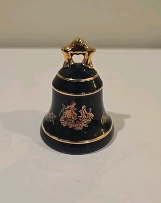 Vintage Limoges Castel French Porcelain Bell 22k Gold Accents NO Chips/Scratches