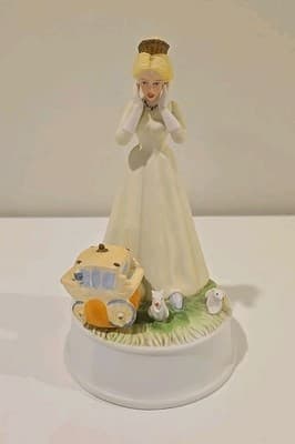 VTG "Cinderella" Milano Porcelain Sculpture By Eda Mann Figurine Music Box 1982