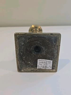 Antique Sand Cast Brass Candlestick 7" C. 1710 - 1810 - Thumbnail 8
