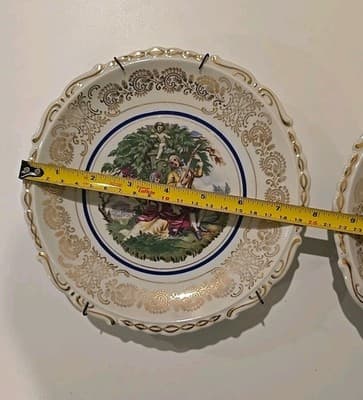 Royal Heidelberg Winterling Germany Courting Couple Plates Gold Trim Set of 2 - Thumbnail 2