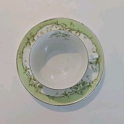 Austrian China Porcelain Teacup & Saucer Green Flowers - Thumbnail 6