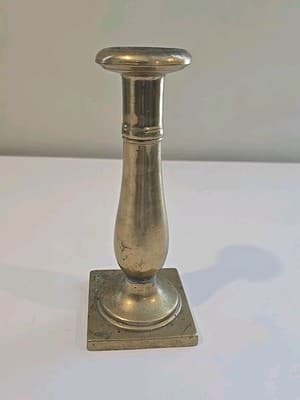 Antique Sand Cast Brass Candlestick 7" C. 1710 - 1810 - Thumbnail 4