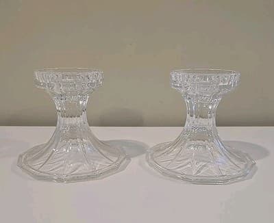 De Plomb 24% Lead Crystal Round Shaped Candle Stick Votive Pillar Set Of 2 - Thumbnail 2