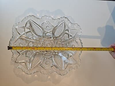 1905 EAPG Indiana Glass Fruit Bowl Paneled Diamonds Daisy and Finecut #123 10" - Thumbnail 7