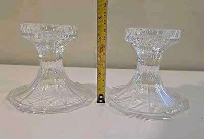 De Plomb 24% Lead Crystal Round Shaped Candle Stick Votive Pillar Set Of 2 - Thumbnail 5