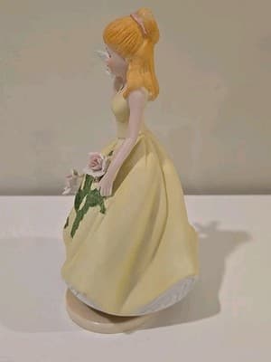Vintage Berman & Anderson Music Box - Maiden in Yellow Rose Dress Flowers Works - Thumbnail 3