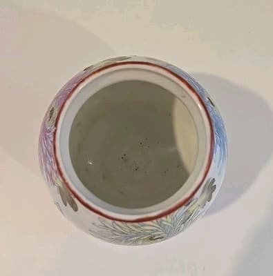 Antique Asian Ceramic Bowl Jar With Chrysanthemum Decoration Unmarked - Thumbnail 8