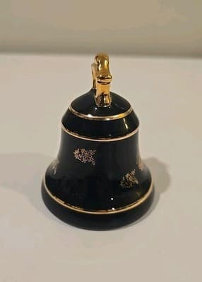 Vintage Limoges Castel French Porcelain Bell 22k Gold Accents NO Chips/Scratches - Thumbnail 4