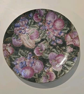 10" Andrea By Sadek Ceramic Decorative Plate with Gold Trim Violets