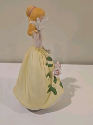 Vintage Berman & Anderson Music Box - Maiden in Yellow Rose Dress Flowers Works - Thumbnail 5