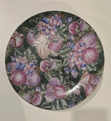 10" Andrea By Sadek Ceramic Decorative Plate with Gold Trim Violets - Thumbnail 4