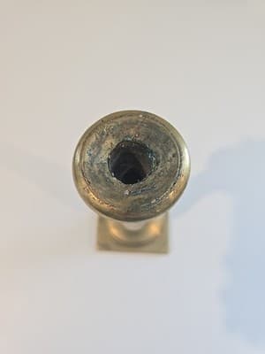 Antique Sand Cast Brass Candlestick 7" C. 1710 - 1810 - Thumbnail 6