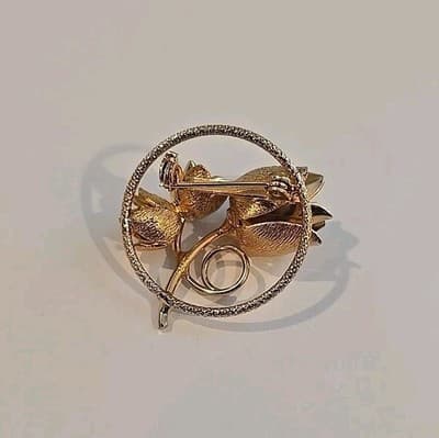 Vintage Gold Tone Tulips Brooch Pin - Thumbnail 6
