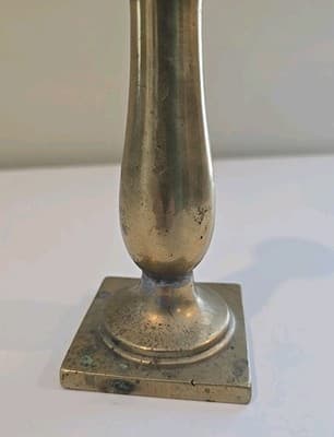 Antique Sand Cast Brass Candlestick 7" C. 1710 - 1810 - Thumbnail 7