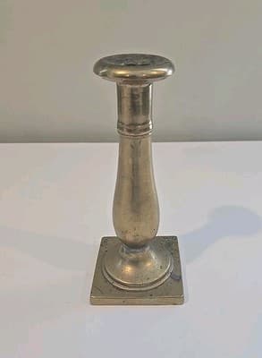 Antique Sand Cast Brass Candlestick 7" C. 1710 - 1810 - Thumbnail 2