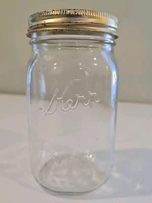 Vintage Kerr Wide Mouth Mason Pint Jar - Clear Self Sealing 96 89