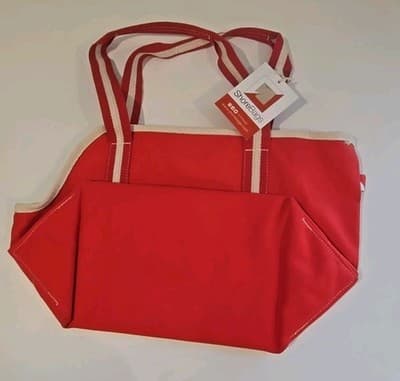 Shorebags Large Canvas Boat Tote Red Beige NWT - Thumbnail 4