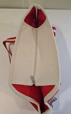 Shorebags Large Canvas Boat Tote Red Beige NWT - Thumbnail 5