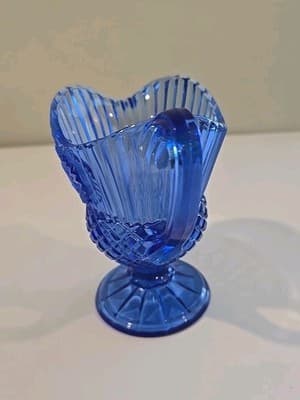 Vintage AVON Cobalt Blue Mt. Vernon Medallion Ribbed / Diamond Pitcher, Perfect - Thumbnail 5