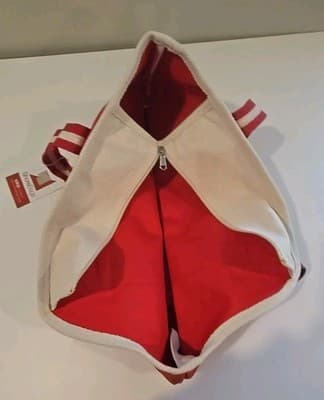 Shorebags Large Canvas Boat Tote Red Beige NWT - Thumbnail 9