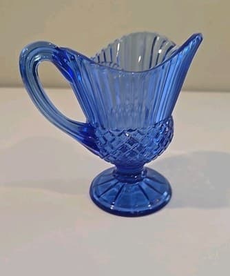 Vintage AVON Cobalt Blue Mt. Vernon Medallion Ribbed / Diamond Pitcher, Perfect - Thumbnail 6