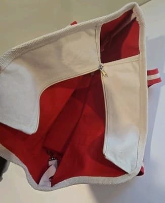 Shorebags Large Canvas Boat Tote Red Beige NWT - Thumbnail 10