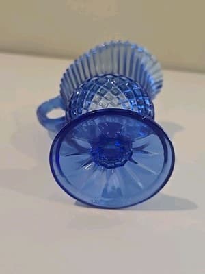 Vintage AVON Cobalt Blue Mt. Vernon Medallion Ribbed / Diamond Pitcher, Perfect - Thumbnail 8